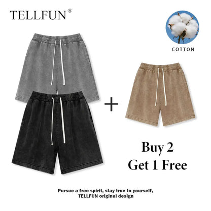 Buy 2 Get 1 Free Men'S Sweat Shorts Athletic Vintage Acid Washed Cotton Gym Short Elastic Waist Drawstring Workout Jogger Pants with Pockets Streetwear Athletic Sweat Shorts Baggy Bottom